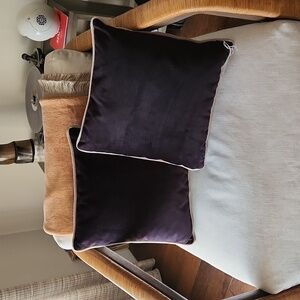 NWT pair of black velvet welted accent pillows